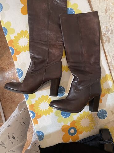 распродажа итальянской обуви кожаные: Сапоги, 36, цвет - Коричневый