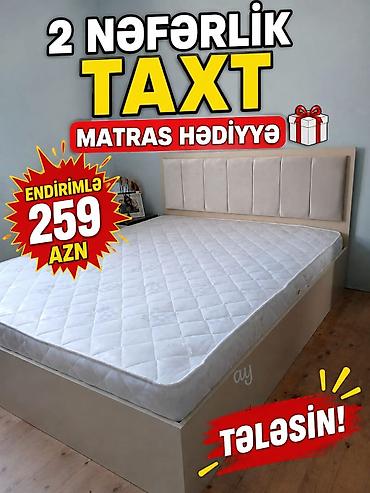 çarpayı işlənmiş: İki nəfərlik taxt - Ölçü: iki nəfərlik - Komplekt: matras hədiyyə - — 1