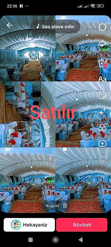 Mərasim xidmətləri: Satılır 2ed cadir 200 .250 nefer like xəyir şer 7.50 eni 20 metir 8 — 6