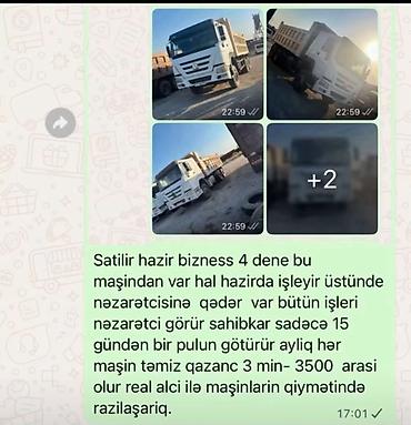 Hazır biznes: Hazır biznes: 4 ədəd ağ rəngli qum-çınqıl daşıyan yük maşını (dump — 1