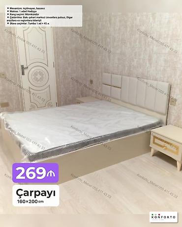 Ev və bağ: Çarpayı – 160×200 sm - Mexanizm: açılmayan, bazasız - Matras: 1 ədəd — 1