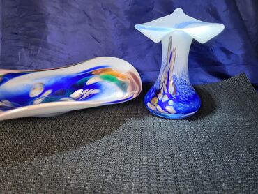 Kuhinjski setovi: Murano nov komplet za na sto,rucni rad iz 70ih. Set tanjir za — 5