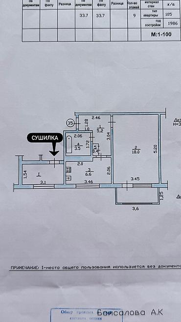 псо кок жар: 1 комната, 33 м², 105 серия, 7 этаж — 3