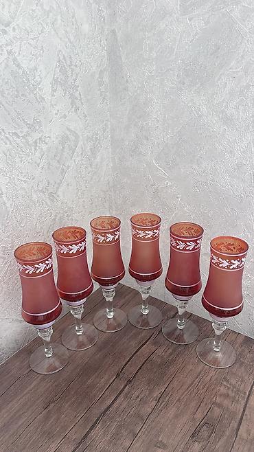Qab-qacaq və mətbəx ləvazimatları: Qırmızı bokallar (6 ədəd) ❤️ Vintage qırmızı şərab bokalları – 6 ədəd — 1