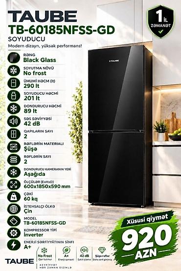 irsad electronics: Yeni 2 qapılı Taube Soyuducu Satılır, rəng - Qara — 1