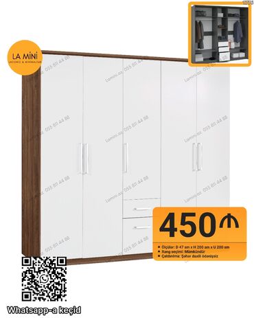 Divanlar: Açılan, 5 qapı Düz dolab, Qarderob, paltar dolabı