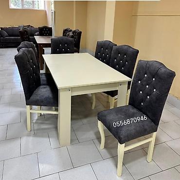 ders masa: Qonaq otağı üçün, Yeni, Açılmayan, Dördbucaq masa, 6 stul — 6