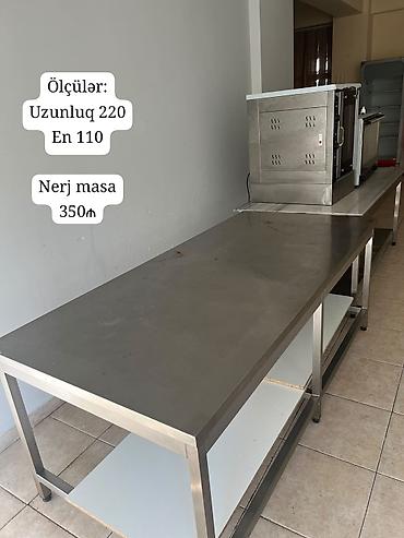 turk qaz sobası: Nerj (paslanmayan polad) iş masası - Ölçülər: Uzunluq 220 sm - En — 1