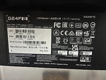 kredit pul elektronika: Gigabyte G24F2 Gaming Monitor satılır • 24” IPS panel, 165Hz (180Hz — 4