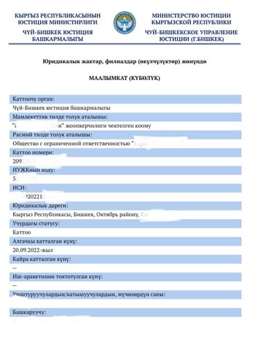 сдаю готовый бизнес: Продаю ОсОО с оборотом около 20. 2022 года. Счет в банке. Юр