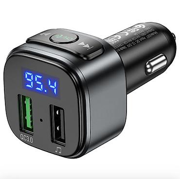 fm: Автомобильный FM‑трансмиттер Hoco E67 с быстрой зарядкой QC3.0 - — 5