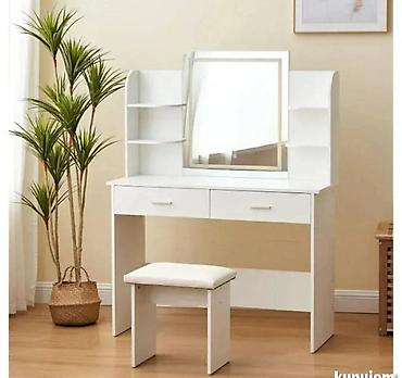 ormari po meri ikea: Toaletni sto sa LED ogledalom i tabureom - Moderan beli toaletni sto — 2