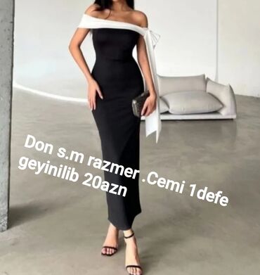 Digər qadın geyimləri: Zərif dizaynlı qara don: - Model: çiyin açıq, bədənə oturan “Cəmi 1