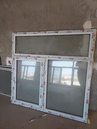 Окна: PVC pəncərə bloku - Material: ağ PVC profil (üzərində qoruyucu — 1