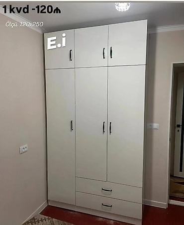Ev üçün mebel: Ağ rəngdə funksional paltar dolabı - Ölçü: 120×250 (şəkildə — 1