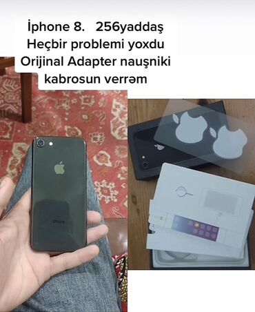 Apple iPhone: IPhone 8, 256 GB, Space Gray, Barmaq izi, Sənədlərlə