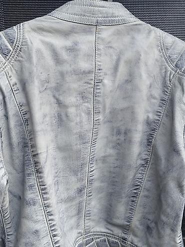 ps sakoi snizenje: Leatherland kožna moto jakna – siva, “washed” efekat - Materijal — 3