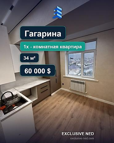 60: 1 комната, 34 м², Городская больница №4 (ул. Айни) Элитка, 7 этаж, Евроремонт — 1