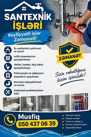 Строительные специальности: Santexnik xidmətləri - Su xətlərinin çəkilməsi və təmiri: mənzil və — 4