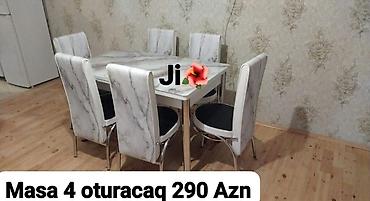 ağ stol: Mətbəx üçün, Yeni, Açılan, Dördbucaq masa, 4 stul — 1