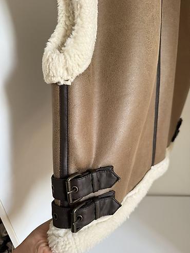 zara kurk: ZARA qadın shearling üslublu qolsuz jilet - Rəng: qəhvəyi (xarici — 2