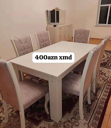 Masa və oturacaq dəstləri: Yemək masası və stul dəstləri 1) Taxta üstlü klassik masa + 6 stul - — 26