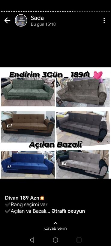 Divanlar: Divan, Yeni, Açılan, Bazalı, Parça, Ödənişli çatdırılma — 23