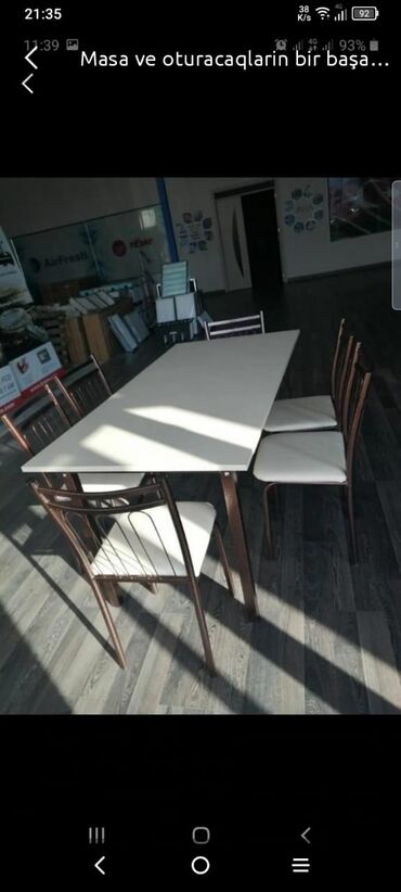 kafe üçün stol stul: Mətbəx üçün, Qonaq otağı üçün, Yeni, Açılmayan, Dördbucaq masa, 6 stul, Azərbaycan