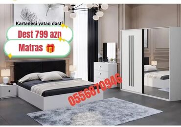 Yataq otağı dəstləri: İkinəfərlik çarpayı, Dolab, Termo, 2 tumba, Azərbaycan, Yeni — 26