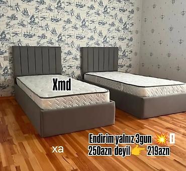 dosek matras satisi: Tək nəfərlik çarpayı dəsti – boz rəngdə yumşaq başlıq və baza — 1
