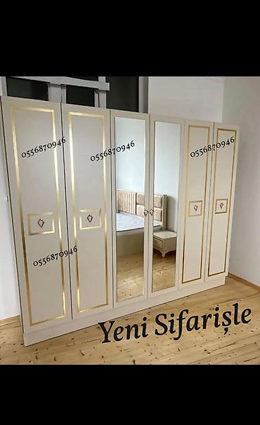 ucuz dolap: Yeni, 4 qapılı, Güzgülü, Qara, Açılan, Düz dolab — 9