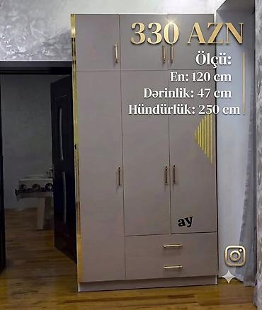 Geyim şkafı – qapalı və çekmecəli modellə Ölçü: - En: 120 sm -