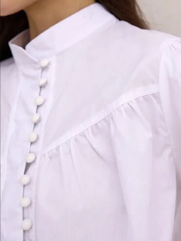 Блузки: Блузка, Крестьянка, Хлопок, Однотонный — 3