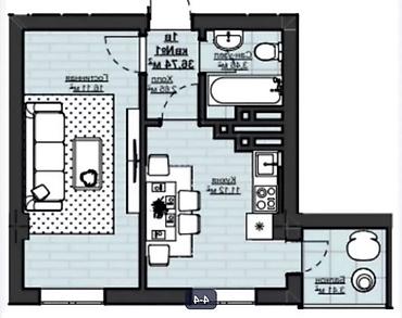 жк аврора купить квартиру: 1 комната, 37 м², Элитка, 11 этаж, ПСО (под самоотделку) — 1