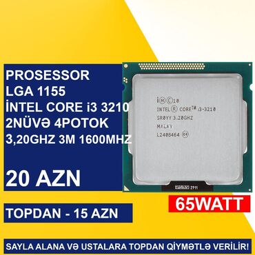 Korpuslar: Prosessor Intel Core i3 Prosessorlar “LGA 1155 (3cü nəsil) İntel Core i3 3210”, 4 nüvə, İşlənmiş