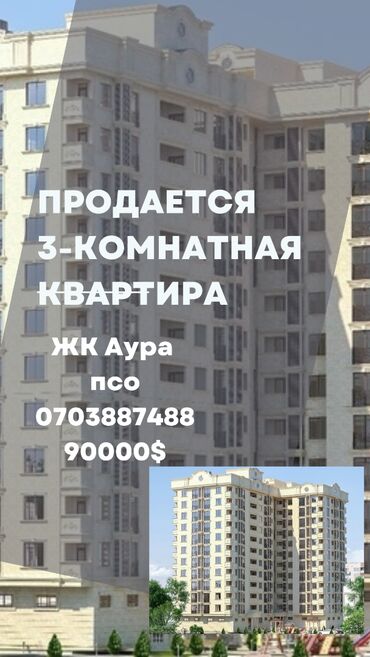 Продажа квартир: 3 комнаты, 75 м², Элитка, 2 этаж, ПСО (под самоотделку)