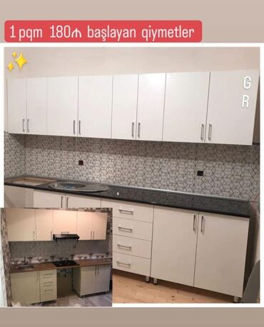 qorka mebel qiymetleri: 🔱metbex mebeli sifarisle 🔱qiymet *1pqm* 🔱Ağ krem laminatla *180azn*