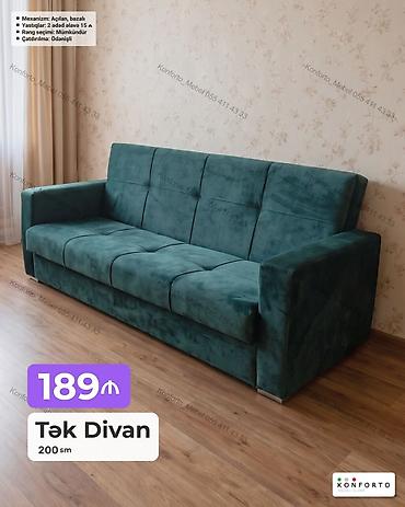 Tək divan – 200 sm - Mexanizm: Açılan, bazalı (yataq funksiyalı və lalafo.az -da Tək divan – 200 sm - Mexanizm: Açılan, bazalı (yataq funksiyalı və