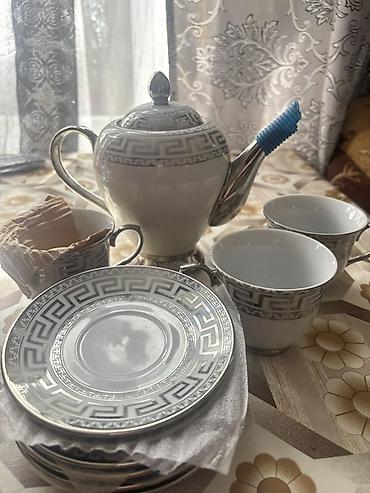 silikon: Çay dəsti, rəng - Ağ, Farfor, 6 nəfərlik — 1
