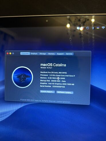 Printerlər: Apple MacBook, 15 ", Intel Core i7, 256 GB