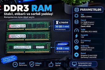 Operativ yaddaş (RAM) Kingston, > 32 GB, 3200 Mhz, DDR3, PC üçün, Yeni lalafo.az -da Operativ yaddaş (RAM) Kingston, > 32 GB, 3200 Mhz, DDR3, PC üçün, Yeni
