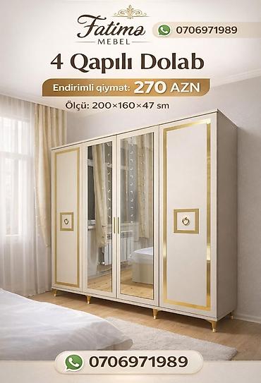 qapi demir qapi seyf qapi: Yeni, 4 qapılı, Güzgülü, Açılan, Düz dolab — 1