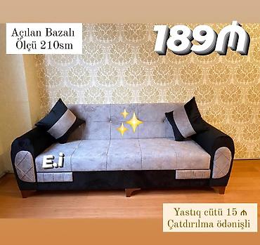 2 nəfərlik carpayi: Açılan bazalı divan – ölçü: 210 sm. İkili funksiya: gündəlik oturma və — 1