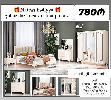 salon mebelleri: Yataq otağı mebel dəsti Qiymət: 780₼ Dəst tərkibi və ölçülər: - — 1