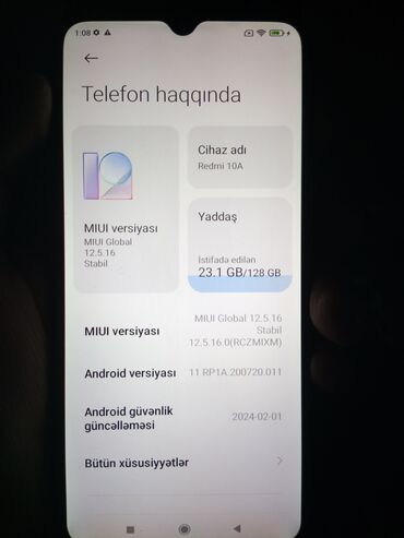 təcili telefon: Xiaomi Redmi 10A, 128 GB, rəng - Qara, 
 Barmaq izi