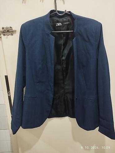 zara prstenje: ZARA ženski sako – tamnoplavi, diskretan karirani/checked dezen. vl L — 4