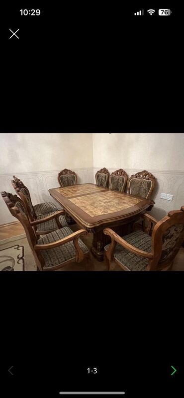 malaziya masa ve oturacaq: Malaziya istehsalı masa dəsti satılır 650₼. 8 oturacaqlıdır,Masa