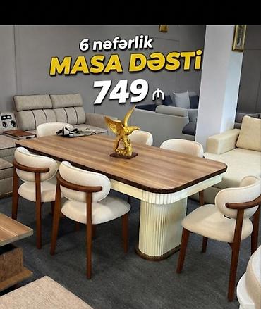 madeyra yataq: Qonaq otağı üçün, Yeni, Açılmayan, Dördbucaq masa, 6 stul — 9