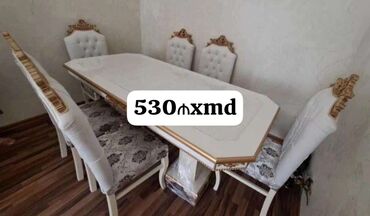 Masa və oturacaq dəstləri: Qonaq otağı üçün, Yeni, Açılmayan, Oval masa, 6 stul — 5