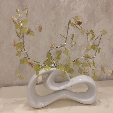 suni yarpaq: Dekorativ kompozisiya – modern masaüstü bəzək - Material: parlaq ağ — 1